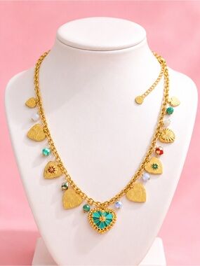 Romantic Gold Heart Pendant Necklace